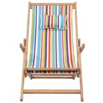 vidaXL Chaise pliable de plage Tissu et cadre en bois Multicolore