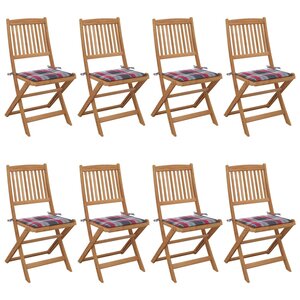vidaXL Chaises pliables de jardin 8 Pièces avec coussins Bois d'acacia