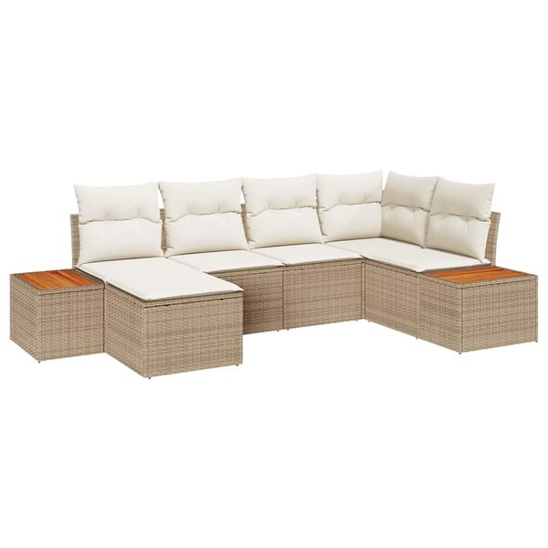 vidaXL Ensemble de canapé de jardin 6 Pièces Beige Poly rotin