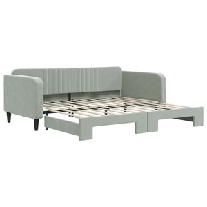 vidaXL Lit de jour avec gigogne sans matelas gris clair 100x200 cm