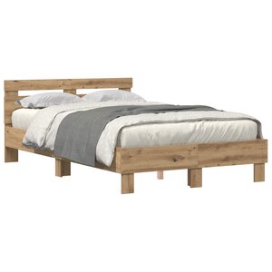 vidaXL Cadre de lit Chêne artisanal 135 x 190 cm Bois d'ingénierie