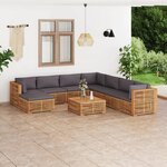 vidaXL Salon de jardin 9 Pièces avec coussin gris foncé bois de teck