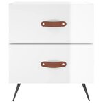 vidaXL Tables de chevet 2 Pièces blanc brillant 40x35x47 5 cm