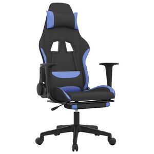 vidaXL Chaise de jeu avec repose-pied Noir et bleu Tissu