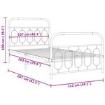 vidaXL Cadre de lit métal avec tête de lit/pied de lit blanc 107x203cm