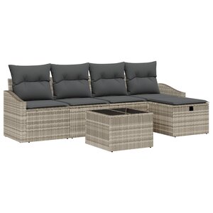 vidaXL Ensemble de Canapé de Jardin 6 pièces avec coussins en poly rotin gris clair
