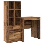 vidaXL Bureau avec rangement 2 Pièces Bois Ancien 70 x 50 x 76 cm