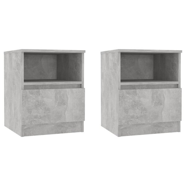 vidaXL Tables de chevet 2 Pièces Gris béton 40x40x50 cm Aggloméré