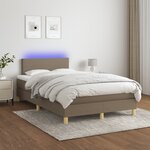 vidaXL Sommier à lattes de lit matelas et LED taupe 120x190 cm tissu