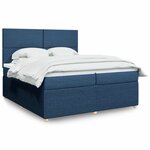 vidaXL Sommier à lattes de lit avec matelas Bleu 200x200 cm Tissu