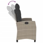 vidaXL Banc inclinable de jardin et coussins gris clair résine tressée