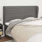 vidaXL Tête de lit avec oreilles Gris foncé 163x23x118/128 cm Tissu