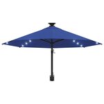 vidaXL Parasol mural de jardin avec LED 300 cm bleu