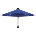 vidaXL Parasol mural avec mât métallique et LED 300 cm Bleu