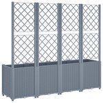vidaXL Jardinière avec treillis gris 160x40x140 cm PP