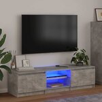 vidaXL Meuble TV avec lumières LED gris béton 140x40x36 cm