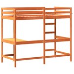 vidaXL Lit superposé avec bureau cire marron 90x200 cm bois pin massif