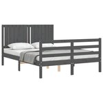 vidaXL Cadre de lit sans matelas gris bois massif