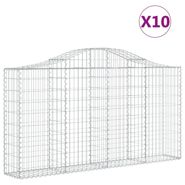 vidaXL Paniers à gabions arqués 10 Pièces 200x30x100/120 cm Fer galvanisé