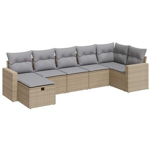 vidaXL Salon de jardin avec coussins 7 Pièces beige résine tressée