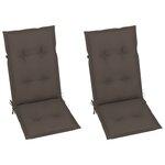 vidaXL Chaises de jardin 2 Pièces avec coussins taupe Bois de teck solide