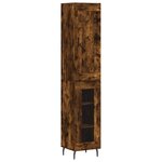 vidaXL Buffet haut Chêne fumé 34 5x34x180 cm Bois d'ingénierie