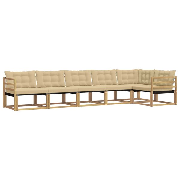 vidaXL Ensemble de canapés d'extérieur 6 pc Blanc et Beige