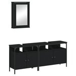 vidaXL Ensemble de meubles salle de bain 3 Pièces noir bois d'ingénierie