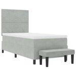 vidaXL Lit à Ressorts avec Matelas & Banc Gris Clair 100x200 cm Velours
