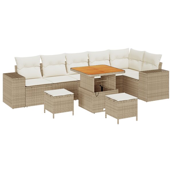 vidaXL Ensemble de canapé de jardin 9 Pièces Beige  Crème 80 x 80 x 71 cm