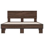 vidaXL Cadre de lit chêne marron 135x190 cm bois d'ingénierie et métal
