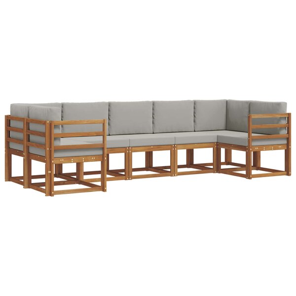 vidaXL Ensemble de canapés d'extérieur 7 pc Naturel et gris clair