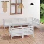 Vidaxl salon de jardin 7 pièces bois de pin massif blanc