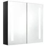 vidaXL Armoire de salle de bain à miroir LED noir brillant 62x14x60 cm