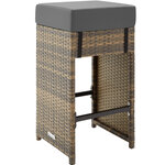 Tectake salon de jardin ibiza 6 places avec 2 sets de housses + housse de protection - marron naturel