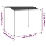 vidaXL Auvent de parasol 3 x 2 4 m Anthracite