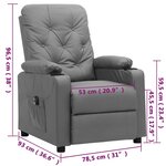 vidaXL Fauteuil inclinable électrique Gris Similicuir