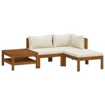 vidaXL Salon de jardin 4 Pièces avec coussin crème Bois d'acacia solide