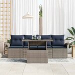 vidaXL Ensemble de canapé de jardin avec coussin 5 Pièces Gris polyrotin