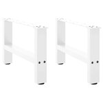 vidaXL Pieds de table basse Blanc 2 pièces 50 x (30-31) cm Acier