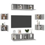 vidaXL Ensemble de meubles TV 8 Pièces Gris béton Bois d'ingénierie