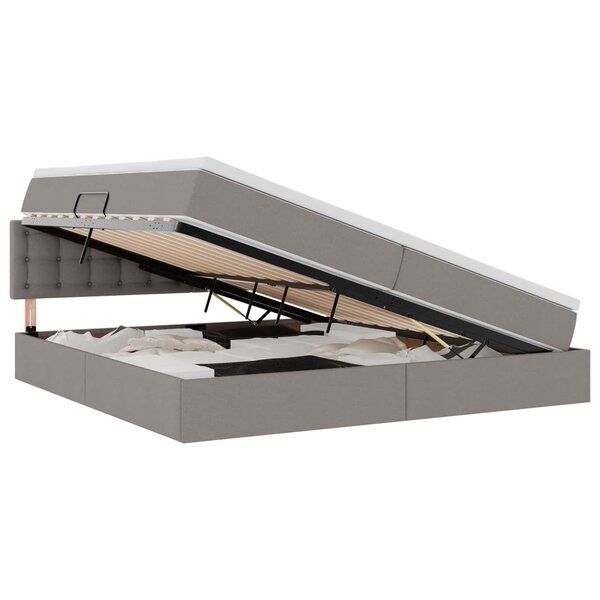 vidaXL Lit avec rangement et matelas Taupe 200 x 200 cm Velours
