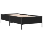 vidaXL Cadre de lit noir 90x200 cm bois d'ingénierie et métal