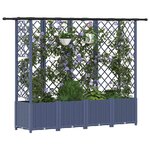 vidaXL Lit Élevé avec Treillis et Toit Gris 202 x 40 x 138 cm PP