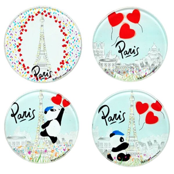 Set de 4 sous-verre ronds panda