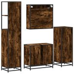 vidaXL Ensemble meubles salle de bain 4 Pièces chêne fumé bois ingénierie