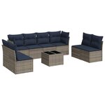 vidaXL Salon de jardin 9 Pièces avec coussins gris résine tressée
