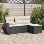 vidaXL Salon de jardin 4 Pièces avec coussins noir résine tressée