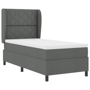 vidaXL Lit à ressorts avec matelas Gris Foncé 90x200 cm en tissu