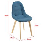 Lot de 2 chaises de salle à manger 86 x 53 x 47 cm bleu 03_0006734